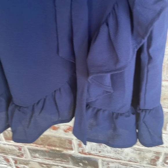 Loralette It’s A Wrap Navy Blue Ruffle Dress - Picture 8 of 13